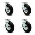 Service Caster 8 Inch Black Pneumatic Wheel Caster Swivel with Swivel Locks 2 with Brakes, 4PK SCC-100S280-PNB-BSL-2-TLB-2